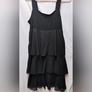 Slinky Brand Elegant Black Ruffle Dress